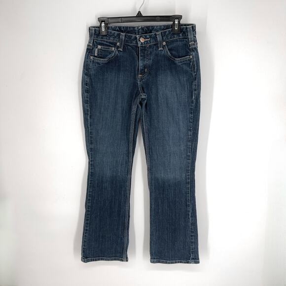 Carhartt Women's Curvy Fit Stretch Denim Jeans Size 4x30 Blue Dark Wash - Picture 1 of 11
